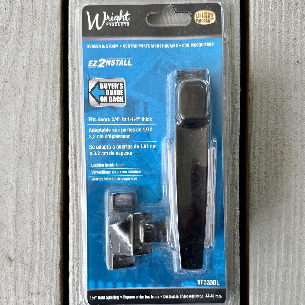 NEW‎ Wright Products V333BL Push Button Black Door Latch For Out Swinging Doors